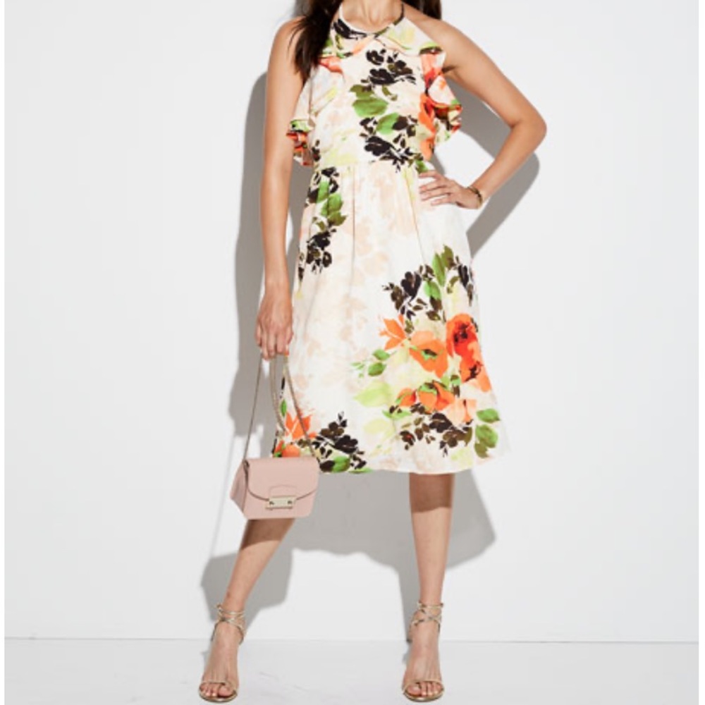 Gorgeous Nicole Miller Floral Dress With Ruffle